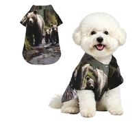 Mother Bear and her Cubs Dog Shirts Hawaii Dog Clothes Cool Breathable Pet Summer Polo T-Shirts for Hot Days