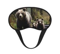 Mother Bear and Her Cubs Sleep Mask for Side Sleeper Soft Breathable Sleeping Eye Mask Blackout Silk Eye Sleep Shade Cover with Elastic Strap Night Blindfold for Women Men Travel Nap