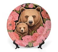 Mother Bear Love Little Ceramic Decorative Plates for Display Ornaments with Stand for Kitchen Home Decor 10inch