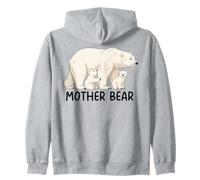 Mother Bear With Two Cubs Siblings Polar Bear Family Zip Hoodie