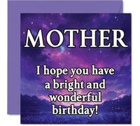 Mother Birthday Card - Magical Night Sky - Happy Birthday Card for Mother from Son Daughter, 145mm Bright and Wonderful Sentiment Bday Greeting Cards