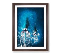 Mother & Calf Humpback Whale in Abstract Framed Print | A2 Walnut Framed Wall Art | Ready to Hang | Abstract Animal Picture | Living Room Bedroom Lounge Office