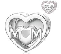 Mother Charm for Pandora Mom Mama Mum Charm Sterling Silver Heart Bead for Mother's Day Gift Thank You for Being There