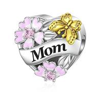Mother Charms for Pandora Charms Sterling Silver Bead for Mom Butterfly Flower Shape