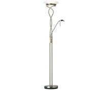 Mother & Child Floor Lamp Antique Brass Tall Twin Light Dimmer Flexible Reading