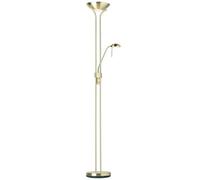 Mother & Child Floor Lamp Satin Brass 1.8M Twin Light Dimmer Flexible Reading