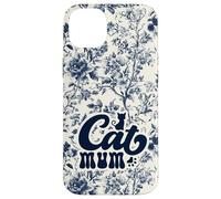 Mother Chinoiserie Floral Blue Supercute Animals Cat Mum Case for iPhone 14 Plus
