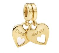 Mother & Daughter Charm Bead for Pandora Moments Bracelets Elegantly Plated in Gold inscribed 'Mother & Daughter', 'Forever In My Heart' Her Girls Women - Happy Birthday Gift Box