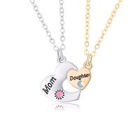 Mother Daughter Christmas Birthday Gifts for Mom Daughters Heart Necklaces for 2 Daughter Mom Mothers Day Gift for Mother Daughter Matching Necklaces for Mommy Daughter Long Distance Gifts for Women