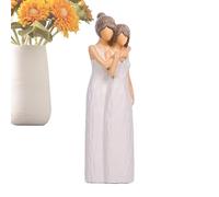 Mother Daughter Figurines - Handcrafted Hugging Statues, Sentimental Family Sculptures | Elegant Resin Ornament For Home Décor, Bedroom Tabletop Display, Shelf Accent Gift Piece