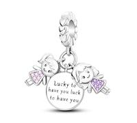 Mother Daughter Heart Lucky Bee Fatima Hamsa Charm Bead Pendant 925 Sterling Silver Compatible With Pandora Moments Bracelet (Mother Daughter Sister Lucky To Have You)