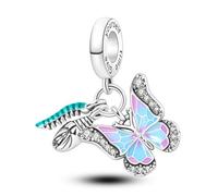 Mother Daughter Heart Lucky Bee Fatima Hamsa Charm Bead Pendant 925 Sterling Silver Compatible With Pandora Charm Moments Bracelet (Give Yourself Time Caterpillar Cocoon Butterfly Circle Of Life)