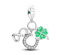Mother Daughter Heart Lucky Bee Fatima Hamsa Charm Bead Pendant 925 Sterling Silver Compatible With Pandora Charm Moments Bracelet (Four Leaf Lucky Clover Shamrock Irish Luck Horseshoe)
