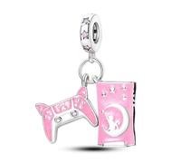 Mother Daughter Heart Lucky Bee Fatima Hamsa Charm Bead Pendant 925 Sterling Silver Compatible With Pandora Charm Moments Bracelet (Gamer Console Computer Controller Pad Cat Kitten)
