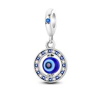 Mother Daughter Heart Lucky Bee Fatima Hamsa Charm Bead Pendant 925 Sterling Silver Compatible With Pandora Charm Moments Bracelet (Spinning Fidget Fatima Hamsa Evil Eye)