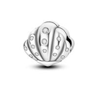 Mother Daughter Heart Lucky Bee Fatima Hamsa Charm Bead Pendant 925 Sterling Silver Compatible With Pandora Charm Moments Bracelet (Sea Shell Pearl Clam Crystal Clip)