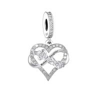 Mother Daughter I Love You Heart Forever Infinity Rose Flower Charm Bead Pendant 925 Sterling Silver Dangle Compatible With Pandora Charm Bracelet