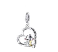 Mother Daughter I Love You Heart Horse Cat Dog Penguin Charm Bead Pendant 925 Sterling Silver Compatible With Pandora Charm Moments Bracelet (I Love You Millions Cheeky Monkey Heart)