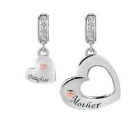 Mother Daughter Linked Hearts Split Dangle Charm fits Pandora Charms Bracelets Christmas Birthday Jewellery Gift for Women Mother's Day