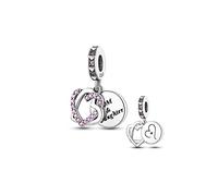 Mother Daughter Love Heart Lucky Luck Angel Family Tree Pig Watch Charm Bead Pendant 925 Sterling Silver Compatible With Pandora Charm Moments Bracelet (Mum Daughter Entwined Love Hearts)