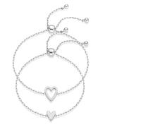 Mother & Daughter Matching Heart Beat Bracelet Set, Hollow Heart Openwork Adjustable Bracelets, Heart Jewelry Symbolizing Eternal Bond Protection & Peace for Women (Silver)