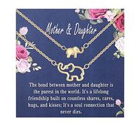 Mother Daughter Necklace Set Rhinestone Necklace Big Elephant Little Elephant Rhinestone Necklace Suit To My Daughter To My Mom Chain with The Letter N (Gold, One Size)