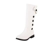 Mother-Daughter-Parent-Child Cute and Warm Flat Lightweight Boots in Student Style with Round Toe Black Shoes Women's Elegant Heel, White, 8 UK