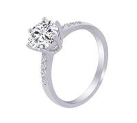 Mother Daughter Rings, Silver Engagement Ring 18.1K White Gold 6 Prongs Round with 2Ct Moissanite Size L 1/2