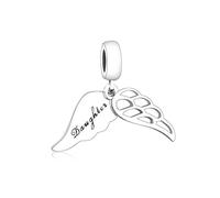 Mother Daughter Sister Mum Mom Family Wife Memorial Loss Angel Wing Charm Bead Pendant 925 Sterling Silver Compatible With Pandora Charm Moments Bracelet (Daughter Angel Wing Charm)