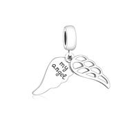 Mother Daughter Sister Mum Mom Family Wife Memorial Loss Angel Wing Charm Bead Pendant 925 Sterling Silver Compatible With Pandora Charm Moments Bracelet (My Angel Angel Wing Charm)