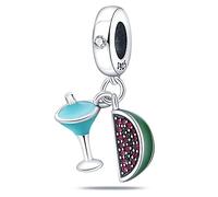 Mother Daughter Snake Dad Birthday Lucky Heart Mom Dog Charm Bead Pendant 925 Sterling Silver Compatible With Pandora Charm Moments Bracelet (Holiday Travel Cocktail Drink Melon Martini)