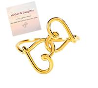 Mother & Daughter's Love is a golden thread Heart Ring, 925 Sterling Silver Double Heart Knot Ring for Women, Dainty Gold Heart Ring Mother's Day Birthday Gift Jewelry for Mom Wife Grandma (9)
