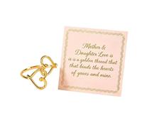Mother & Daughter's Love is a golden thread Heart Ring, Interlocking Double Heart Ring, Adjustable Gold Heart Ring Jewelry Gift for Women (6)