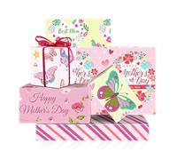 Mother Day Wrapping Paper 6 Sheets, Pink Floral and Butterfly Design Happy Mother's Day Wrapping Paper Folded Flat for Mom Women Gift Wrap - Mother's Day Birthday Thanksgiving Mommy Gift Packing