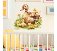 Mother Duck and Ducklings Wall Stickers, sacinora Warm Farm Idyllic Wall Decals Removable Vinyl Peel and Stick for Kids Baby Nursery Living Room Bedroom Playroom Toddler Room Art Decorations
