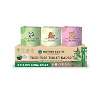 MOTHER EARTH Bamboo Toilet Paper - Ultra Soft & Strong 3-Ply Bath Tissue, 400 Sheets Per Roll, Hypoallergenic & Septic Safe, Mega Rolls, Pack of 3