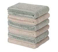 Mother-Earth Face Towel for Washing Face - 12x12 Inches Premium Softness, Extra Absorbent, Washcloths for Sensitive Skin, Set 6 Pieces (Blueish Green-Brown)