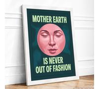 Mother Earth in Fashion Typography Framed Wall Art Print A1 (84.1×59.4cm) White, Wall Decor for Living Room, Bedroom, Office & Home, Ready to Hang, Art Gift