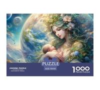 Mother Earth Nurturing Child Recycled Paper Jigsaw Puzzles 1000 Pieces - Earth Mother Baby Art Suitable for Wall Decompression Educational Game70x50cm/1000pcs