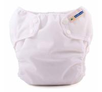 Mother-ease Wizard Duo Reusable Nappy Wrap, All-in-Two System, Adjustable Waist with Poppers, Unisex (White, XL)