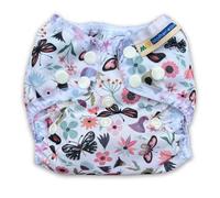 Mother-ease Wizard Uno All-in-One Reusable Nappy, Natural Soft Cotton, Ultra Slim, Waterproof, Newborn Size 6-12 lbs (Flutter)