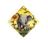 Mother Elephant Sunflowers Car Air Freshener Hanging, Long Lasting Scented Car Aromatherapy Tablets, Rhombus Fragrance Scented Cards for Vehicles, Bedroom, Wardrobe Gray-style