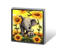 Mother Elephant Sunflowers Suit Lapel Pin Fashion Lapel Pins for Men Women for Backpacks Funny Hat Brooch Pin Personalized Bag Lapels Badge Metal Novelty Buttons & Pins (Square)