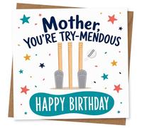 Mother Funny Birthday Card, You're Try-Mendous Cricket Design for Mum, Humorous Happy Birthday Greeting Card