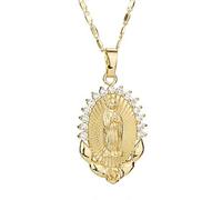 Mother Gift Fashion Virgin Mary Necklace Jewelry Catholic Crystal Rhinestone Mary Pendant Necklace,Gold Durable processing