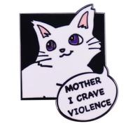 Mother I Crave Violence Cute White Cat Enamel Pin - Funny Cat Brooch Lapel Pin Badge for Backpacks & Decoration