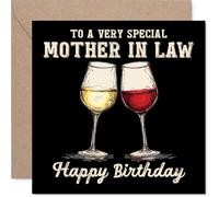 Mother in Law Birthday Card - Bday Wine - Happy Birthday Card for Mother in Law from Son Daughter, 145mm Wine Greeting Cards