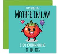 Mother in Law Birthday Card - From My Head TO-MA-TOES - Happy Birthday Card for Mother in Law from Son Daughter, 145mm cute tomato Bday Greeting Cards