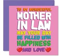 Mother in Law Birthday Card - Happiness And Love - Happy Birthday Card for Mother in Law from Son Daughter, 145mm Happiness And Love Mother's Day Greeting Cards