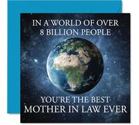 Mother in Law Birthday Card - In a World of Over 8 Billion - Happy Birthday Card for Mother in Law from Son Daughter, 145mm Mothers Day Greeting Cards